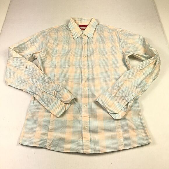 Hugo Boss Mens Cotto Button Up Shirt Plaid Long Sleeve Slim Line Size M Medium - Picture 1 of 12